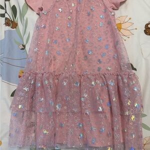 Minnie mouse Pink Dress with Iridescent Overlay size 5 like new